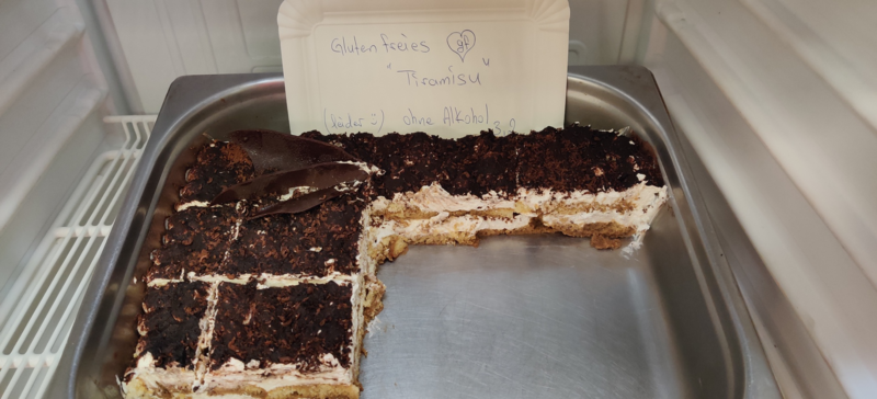 Homemade gluten-free and alcohol-free tiramisu in a cup